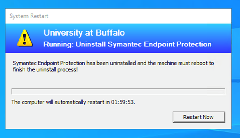 A screenshot of the Symantec Uninstaller Box